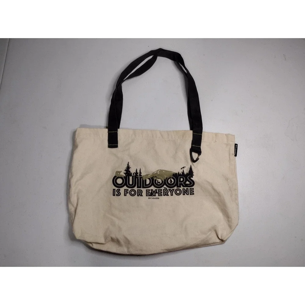 Columbia Outdoors Is For Everyone Canvas Tote‎ Bag Cream Black